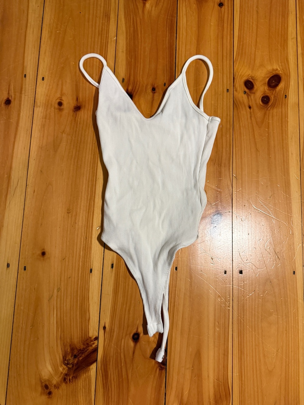 Lulu's Cream Ribbed V-Neck Strappy Bodysuit